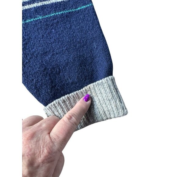 Vintage Jantzen Men's Sz M Gray and Blue Wool Sweater w/ Leather Buttons  USA - Picture 10 of 12